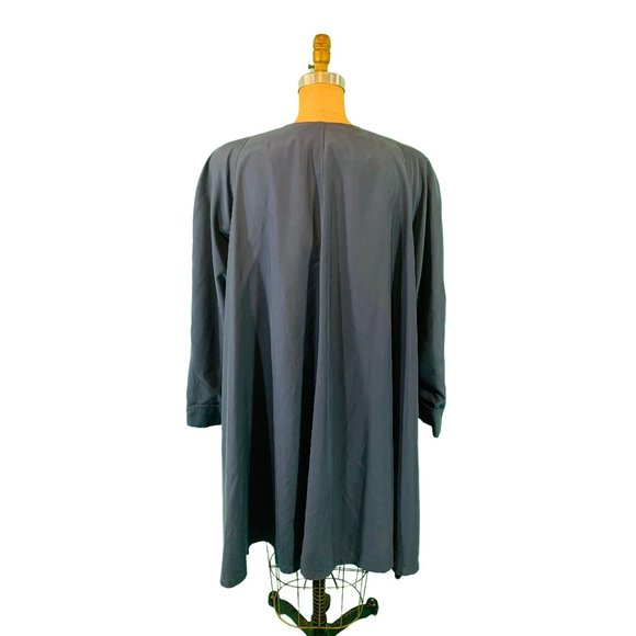 Vintage 80s Swing Coat Womens Large Solid Blue Barrie Pace Tent Coat - Picture 9 of 10